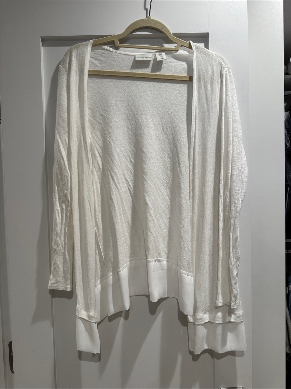 Eileen Fisher Cream Open-Front Lightweight Cardigan